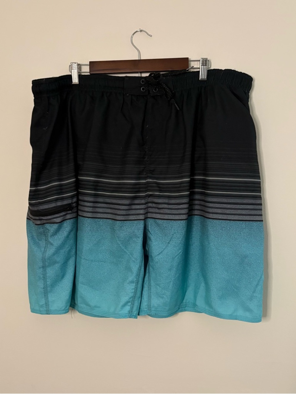 NWT Burnside Men’s 2XL Swim Trunks Shorts Blue Grey Black Fade Beach Pool